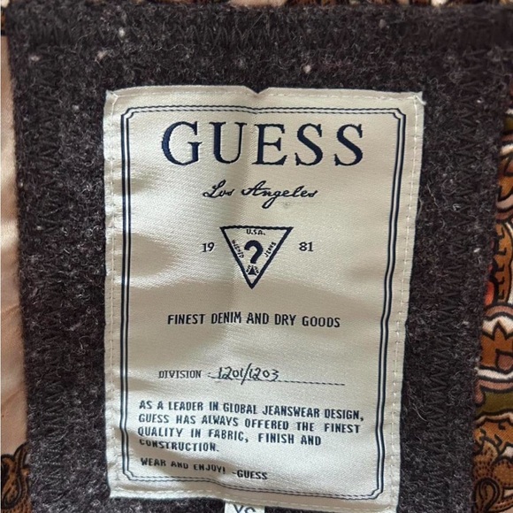 Vintage Guess Dark Brown Wool Blazer with Faux Fur Collar - Picture 7 of 7